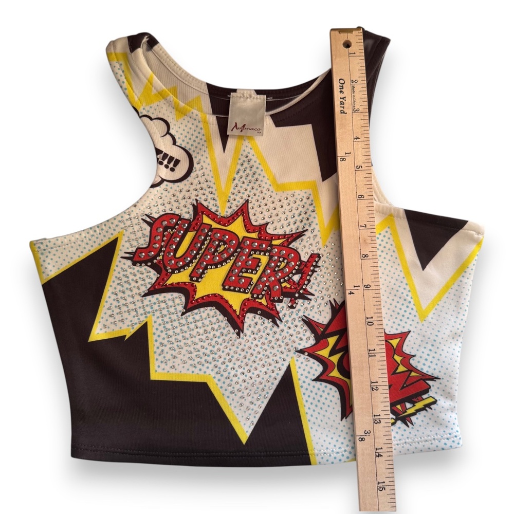 MONACO Super Print Rhinestone Crop Top Size M - Picture 9 of 9